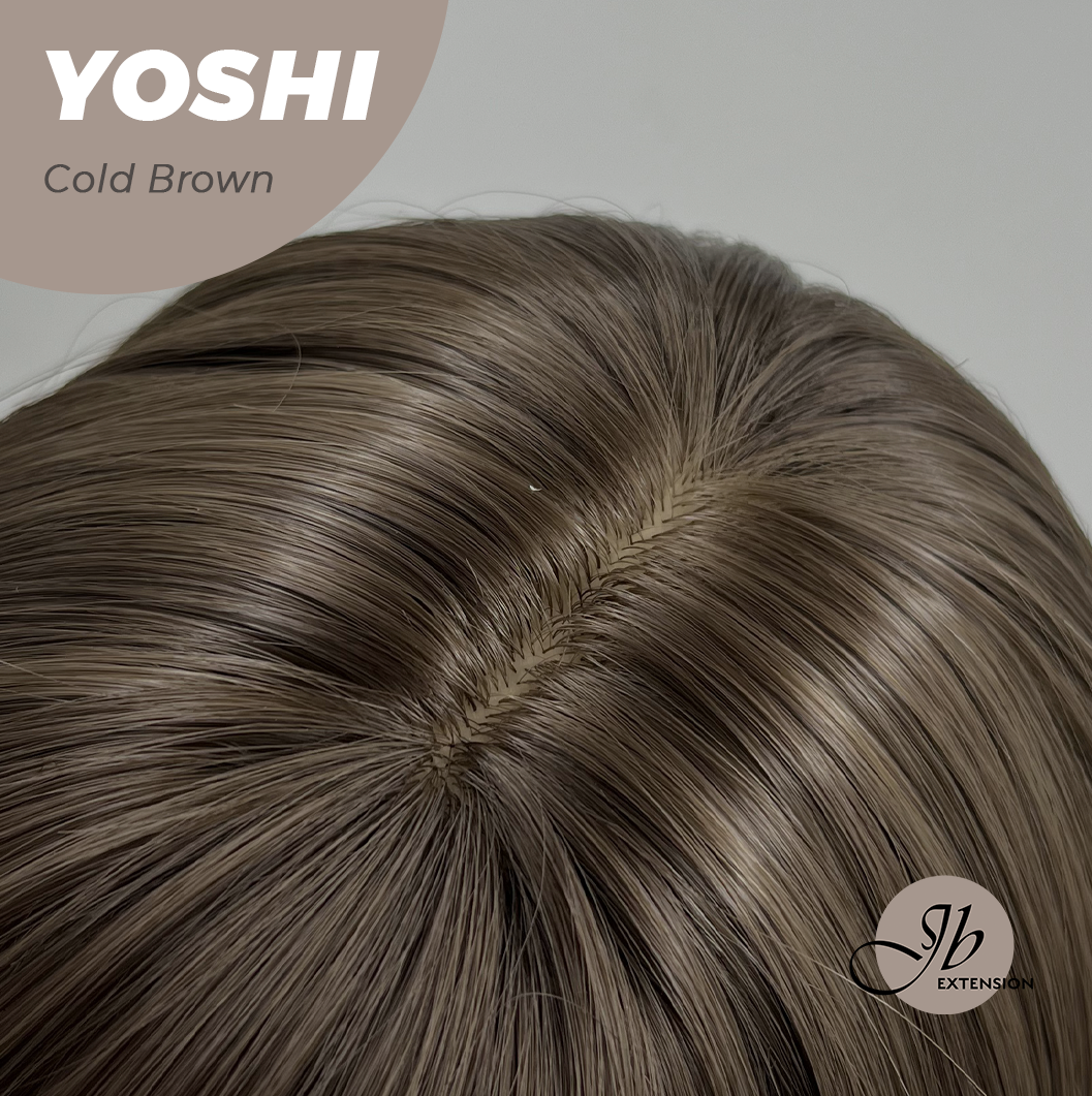 JBEXTENSION 18 Inches Hush Cut Cold Brown Wig With Bangs YOSHI COLD BROWN