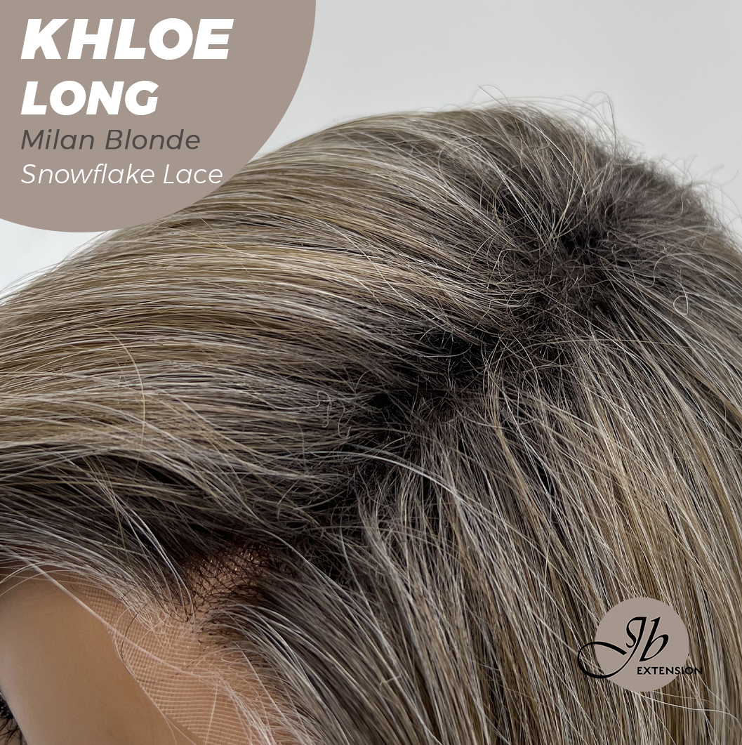 JBEXTENSION 18 Inches Milan Blonde Pre-Cut Snowflake Lace Frontlace Glueless Wig KHLOE LONG MILAN BLONDE【PERMATEASE】【BENDY EAR TABS】- M/L