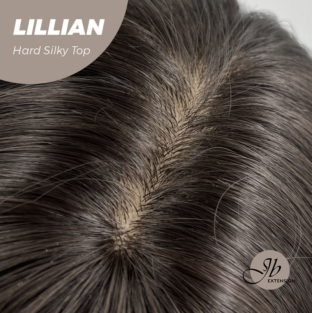 JBEXTENSION 26 Inches Scalpiana Tea Black Darkest Brown Curly 3.5X4 Hard Silky Top Natural Scalp Effect Wig LILLIAN