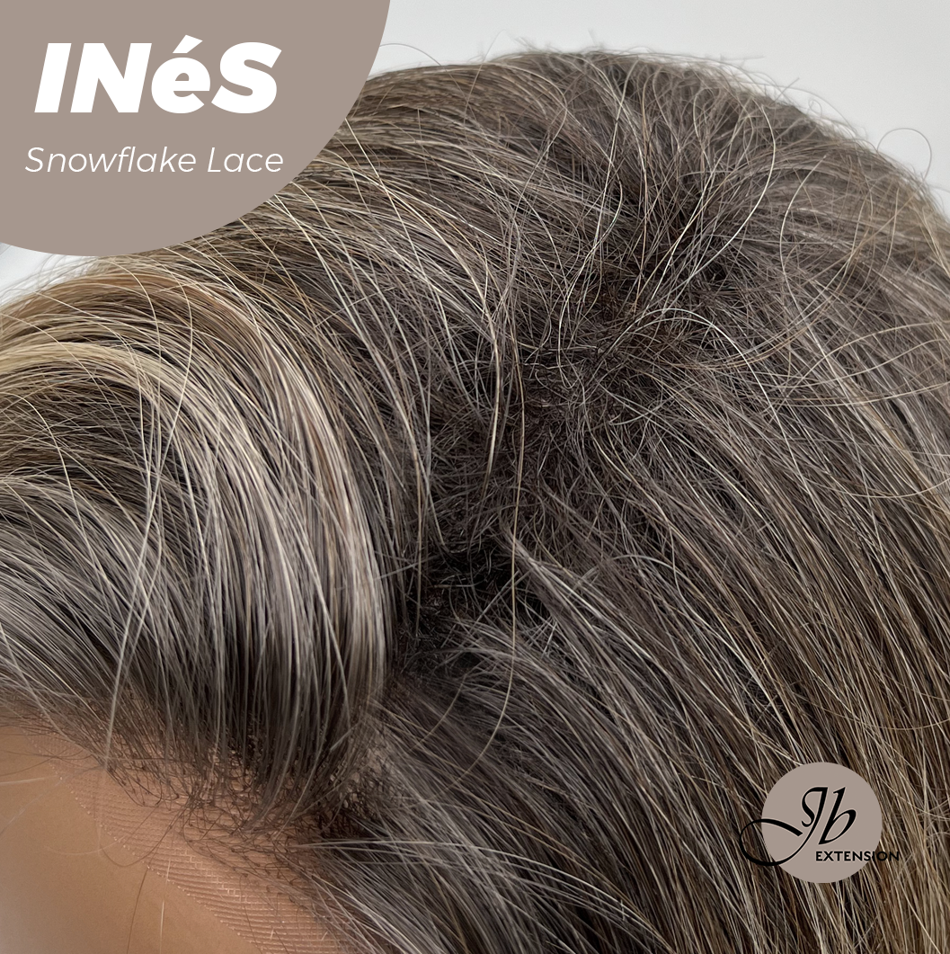 JBEXTENSION 22 Inches Mix Blonde Pre-Cut Snowflake Lace Frontlace Glueless Wig INéS SNOWFLAKE【PERMATEASE】【BENDY EAR TABS】- M/L