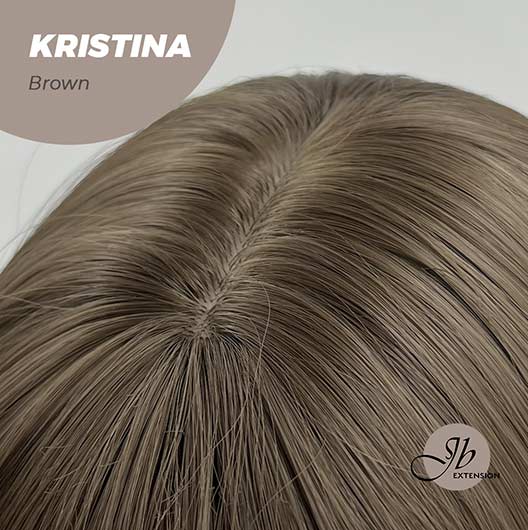 JBEXTENSION 25 Inches Brown Curly Wig With Full Bangs KRISTINA BROWN