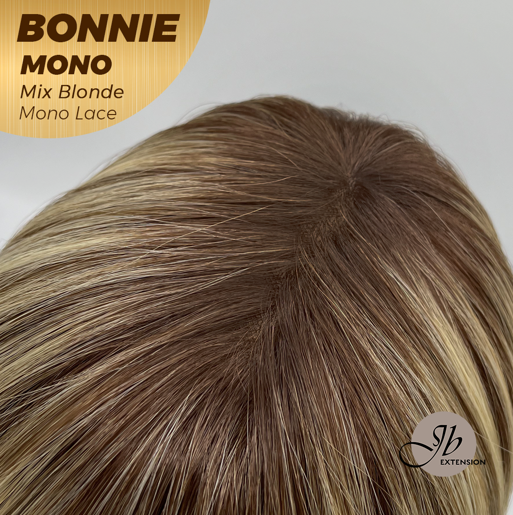 [PRE-ORDER] HOT OF SEASON - BONNIE MONO MIX BLONDE Full Monofilament Handmade Full Lace Full Hand Tied Wig 12 Inches Mix Blonde With Dark Root Mono Lace Handmade Futura Fiber Glueless Wig BONNIE MONO MIX BLONDE【BENDY EAR TABS】