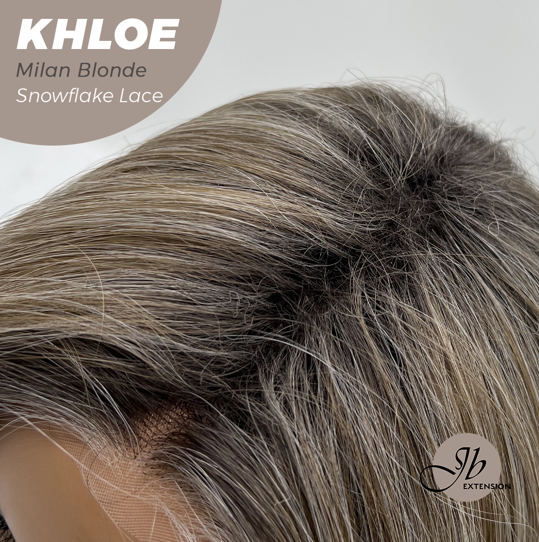 JBEXTENSION 12 Inches Bob Cut Milan Blonde Pre-Cut Snowflake Lace Frontlace Glueless Wig KHLOE MILAN BLONDE【PERMATEASE】【BENDY EAR TABS】