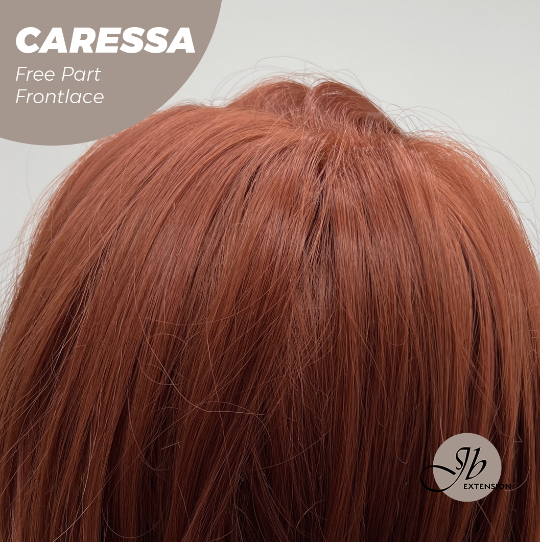 Nichole's Selection - 22 Inches Copper Curly Wave Free Part Frontlae Glueless Wig CARESSA