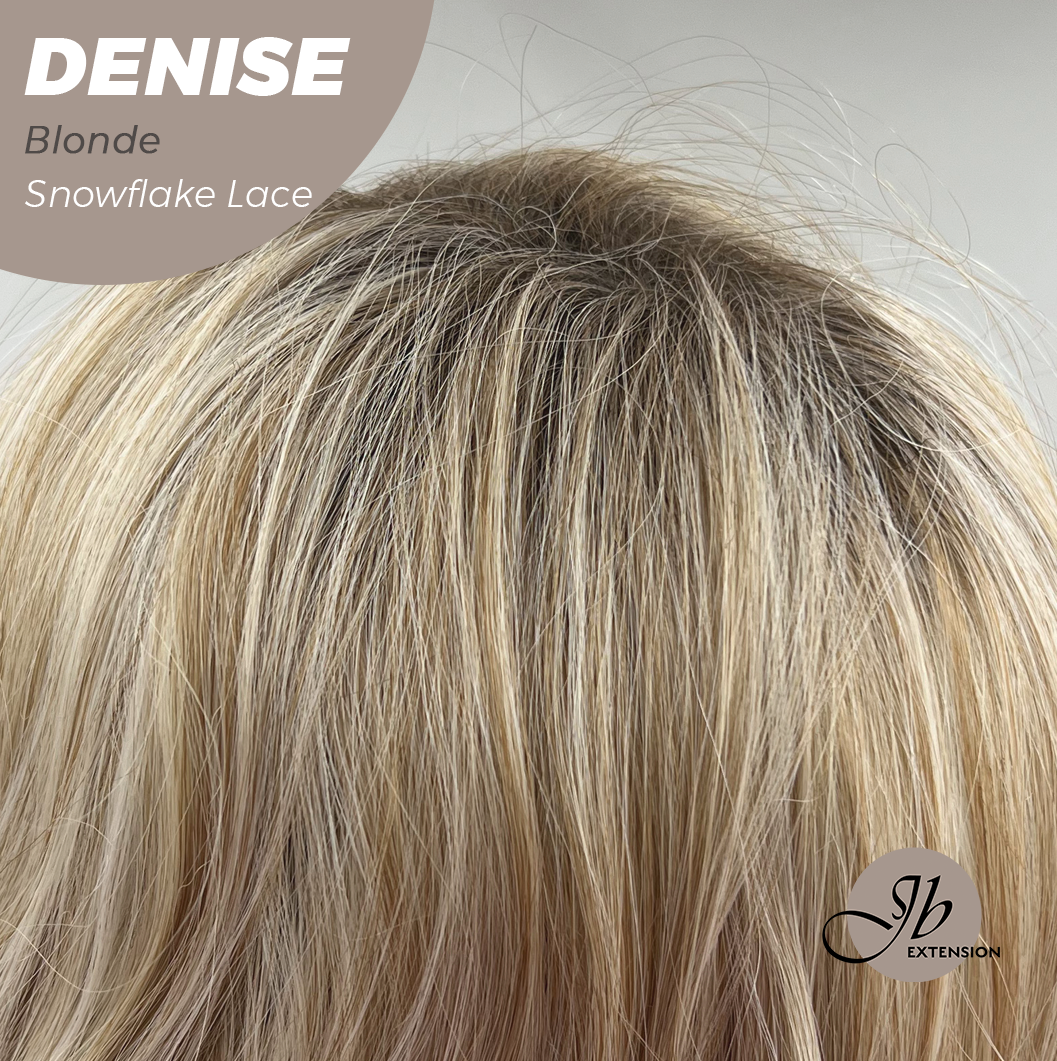 JBEXTENSION 24 Inches Blonde Wave Pre-Cut Snowflake Lace Frontlace Glueless Wig DENISE BLONDE【PERMATEASE】【BENDY EAR TABS】- M/L