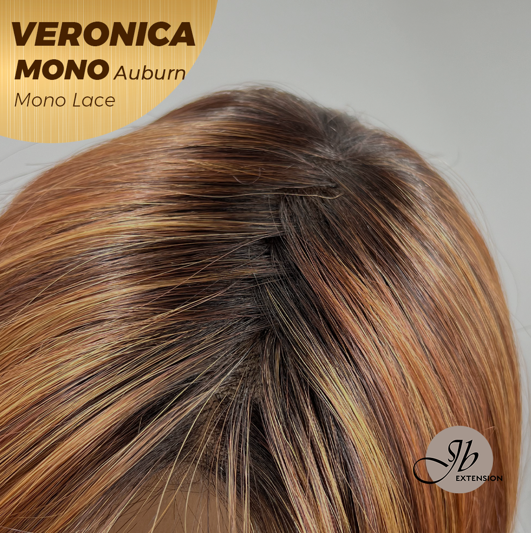 [PRE-ORDER] JBEXTENSION VERONICA MONO Monofilament Handmade Wig 6X5 Full Monofilament Hand Tied Top Wig 12 Inches Auburn Wave Mono Lace Wig With Anti-slip Silicone Strips Glueless Wig VERONICA MONO AUBURN【BENDY EAR TABS】