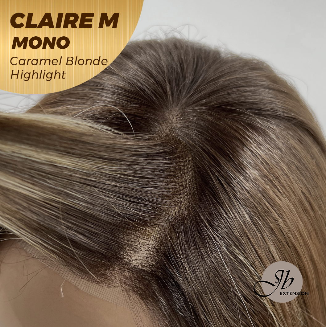 HOT OF SEASON - JBEXTENSION CLAIRE MONO CARAMEL BLONDE HIGHLIGHT Partial Monofilament Wig 22 Inches Caramel Blonde Highlight Partial Mono Lace Glueless Wig CLAIRE MONO CARAMEL BLONDE HIGHLIGHT【BENDY EAR TABS】