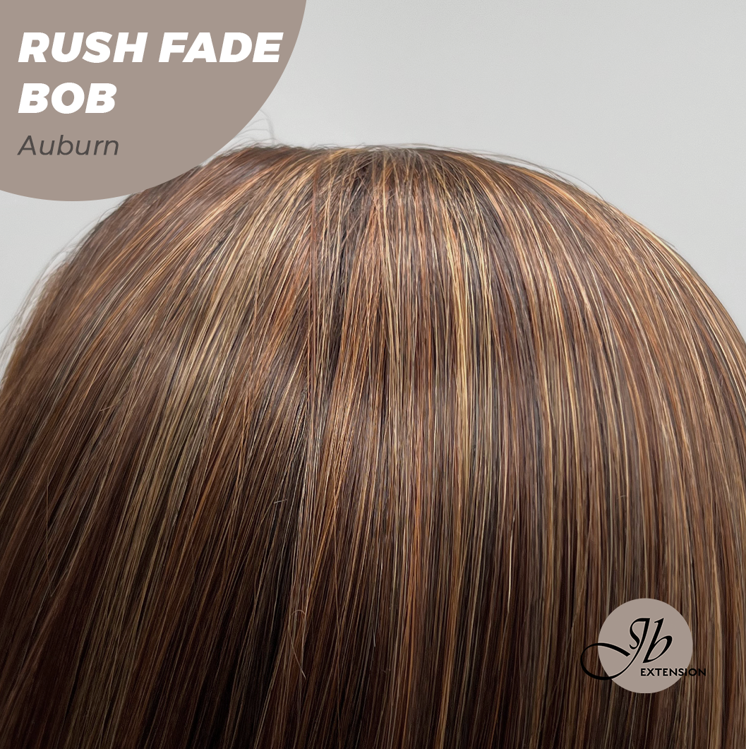 JBEXTENSION 12 Inches Short Hair Auburn Highlight Headband Wig RUSH FADE BOB - AUBURN