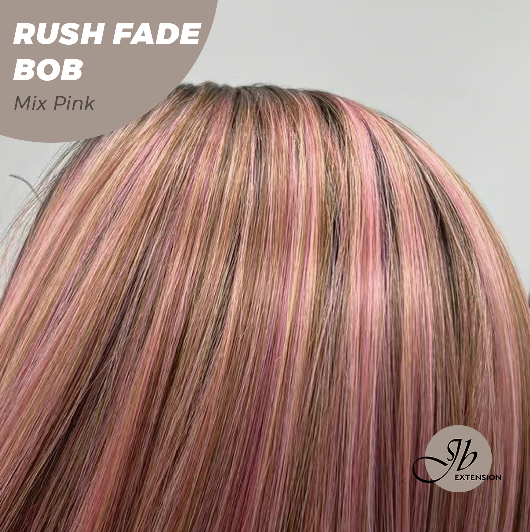 JBEXTENSION 12 Inches Short Hair Mix Pink Headband Wig RUSH FADE BOB - MIX PINK