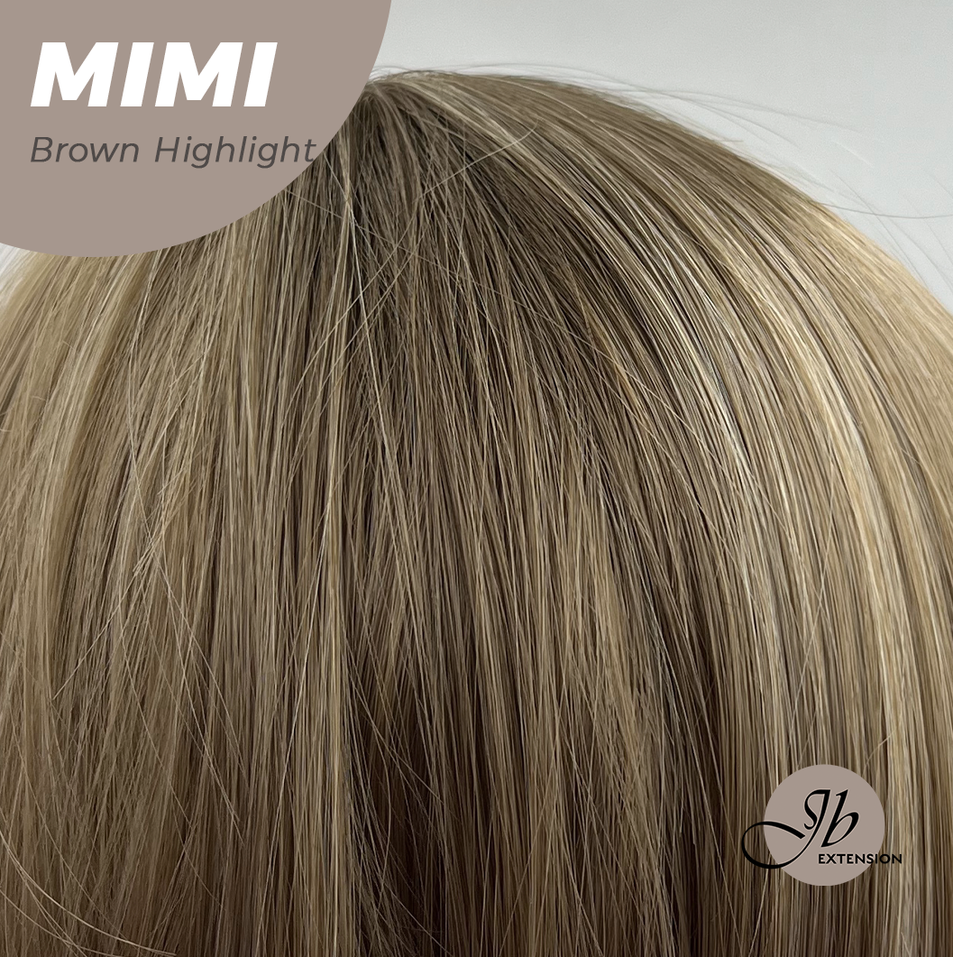 JBEXTENSION 18 Inches Brown with Highlight Body Wave With Bangs Wig MIMI BROWN HIGHLIGHT