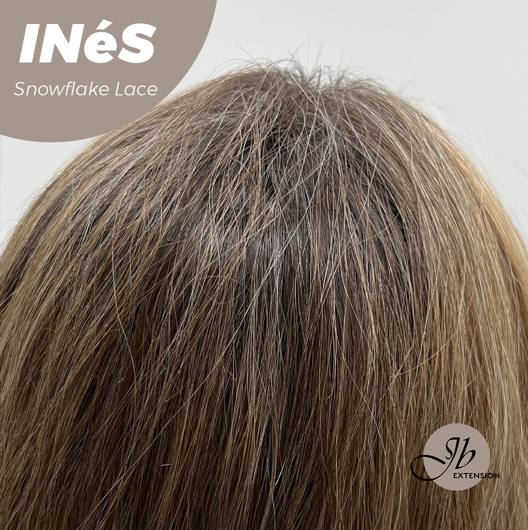 JBEXTENSION 22 Inches Mix Blonde Pre-Cut Snowflake Lace Frontlace Glueless Wig INéS SNOWFLAKE【PERMATEASE】【BENDY EAR TABS】- S/M