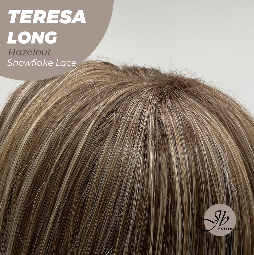 JBEXTENSION 22 Inches Long Hazelnut Pre-Cut Snowflake Lace Frontlace Glueless Wig TERESA LONG HAZELNUT【PERMATEASE】【BENDY EAR TABS】- M/L