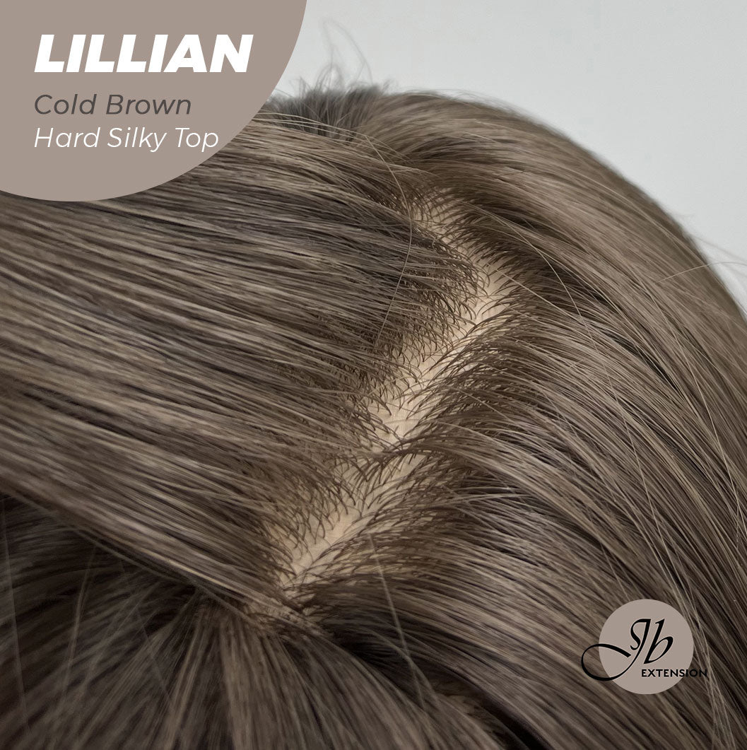 JBEXTENSION 26 Inches Scalpiana Cold Brown Curly 3.5X4 Hard Silky Top Natural Scalp Effect Wig LILLIAN COLD BROWN