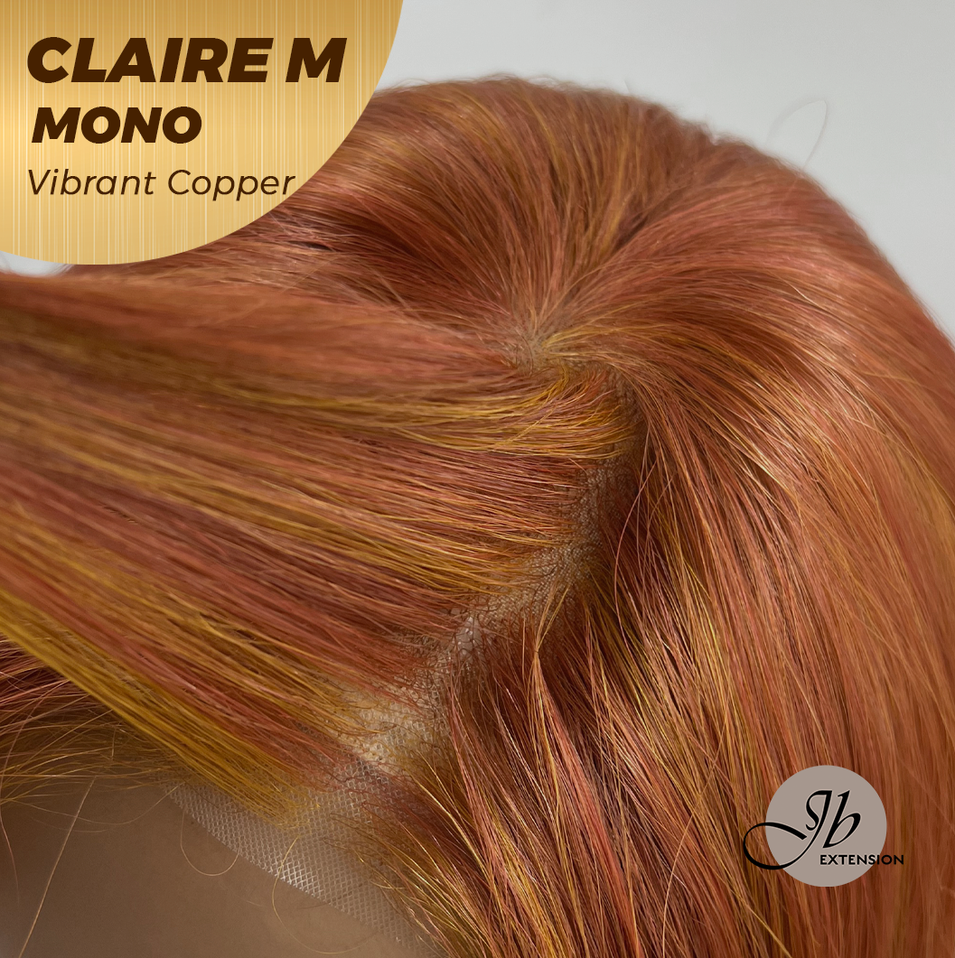 [PRE-ORDER] HOT OF SEASON -  CLAIRE MONO VIBRANT COPPER Partial Monofilament Wig 22 Inches Vibrant Copper Partial Mono Lace Glueless Wig Claire Mono Vibrant Copper【BENDY EAR TABS】