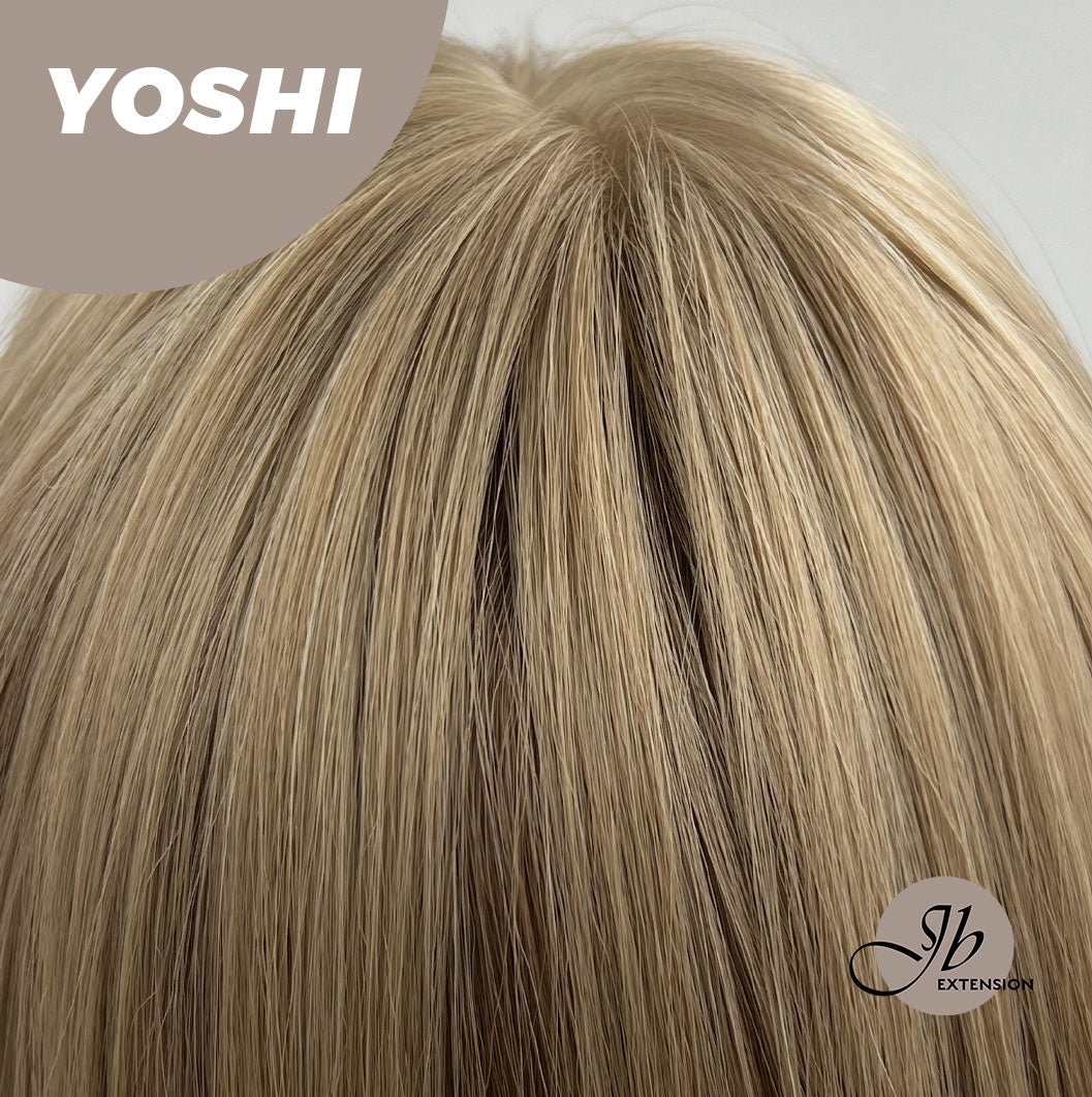 JBEXTENSION 18 Inches Hush Cut Mix Brown Wig With Wispy Bangs YOSHI