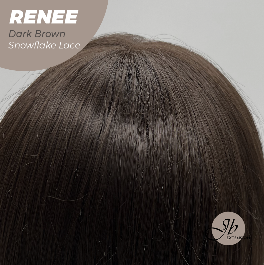 JBEXTENSION 21 Inches Dark Brown Pre-Cut T Part Snowflake Lace Frontlace Glueless Wig RENEE DARK BROWN【BENDY EAR TABS】