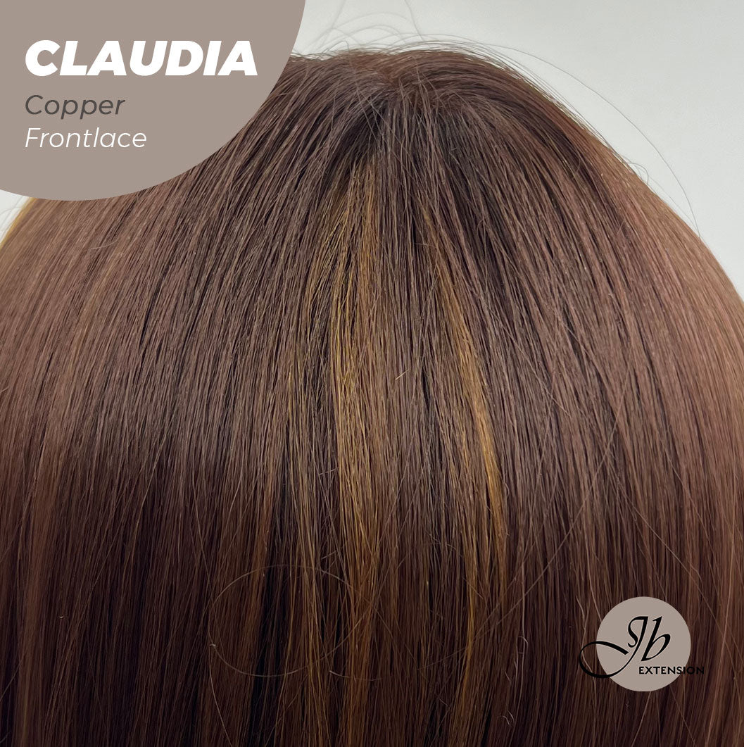 JBEXTENSION 27 Inches Copper Curly Pre-Cut Frontlace Glueless Wig CLAUDIA COPPER
