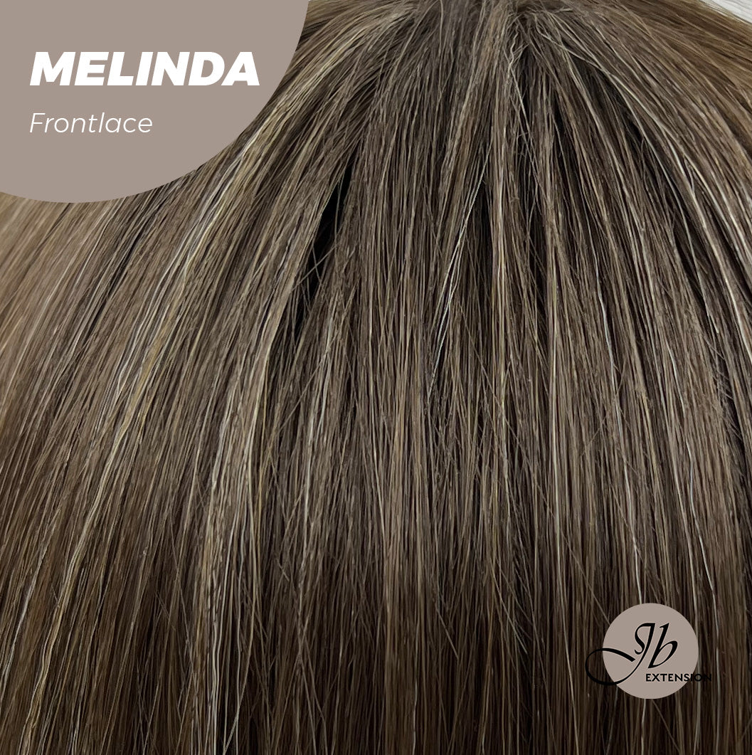 JBEXTENSION 18 Inches Brown With Highlight Pre-Cut Frontlace Glueless Side Part Wig MELINDA