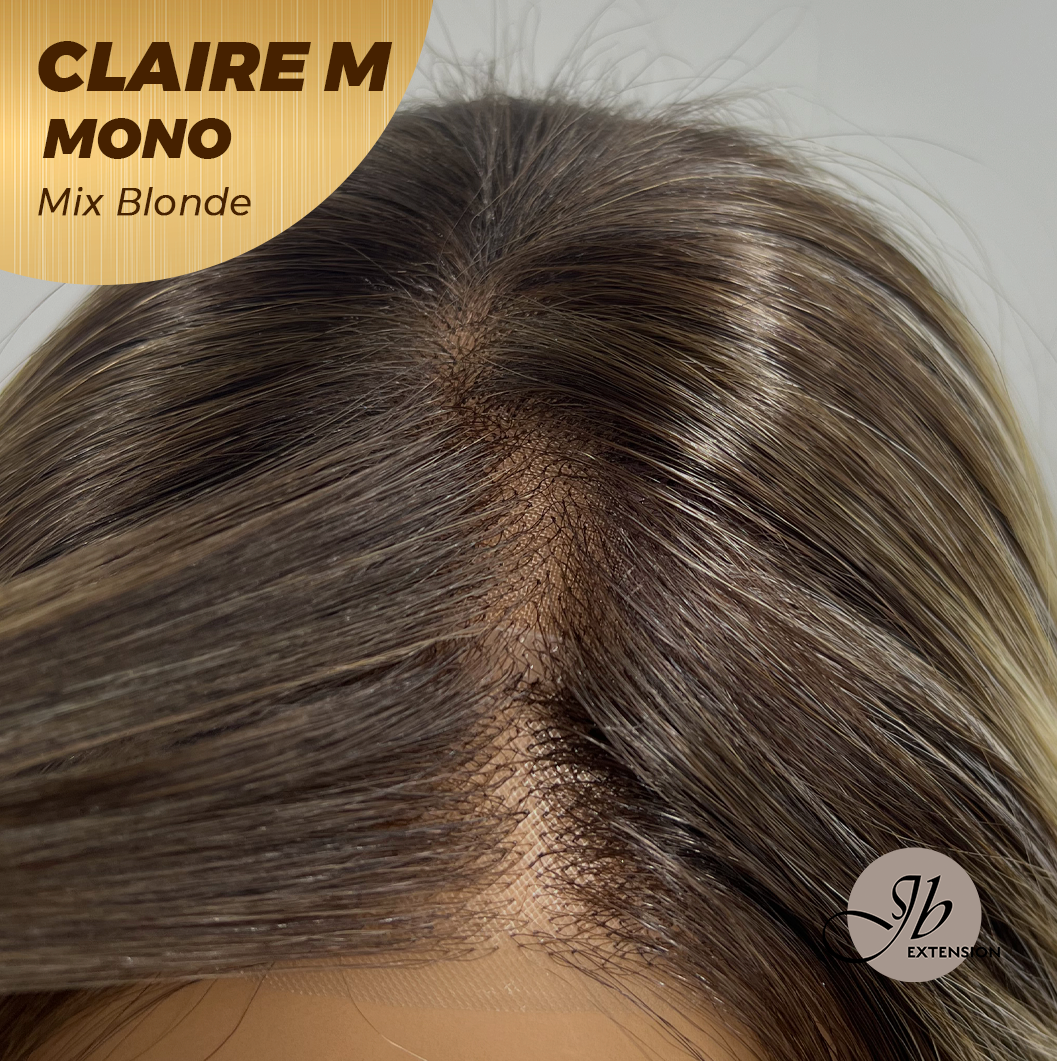 [PRE-ORDER] JBEXTENSION CLAIRE MONO MIX BLONDE Partial Monofilament Wig 22 Inches Mix Blonde Partial Mono Lace Glueless Wig CLAIRE MONO MIX BLONDE【BENDY EAR TABS】