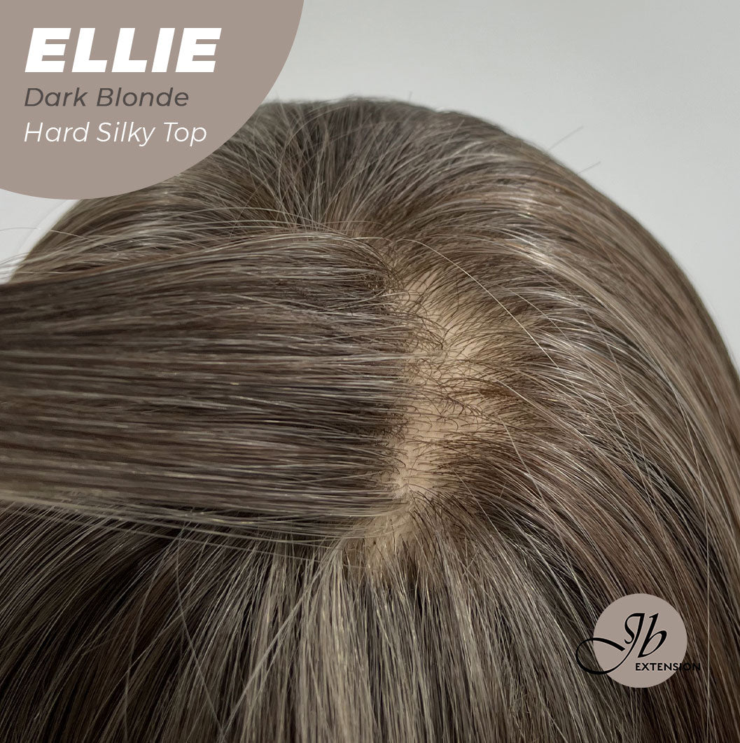 JBEXTENSION 26 Inches Scalpiana Dark Blonde Wolf Cut 3.5X4 Hard Silky Top Natural Scalp Effect Wig With Bangs ELLIE DARK BLONDE Silk Top