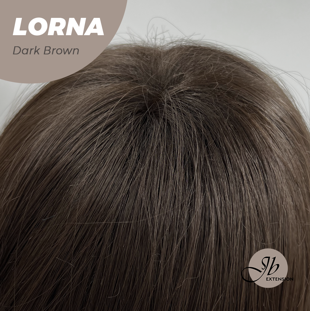 HOT OF SEASON -18 Inches Dark Brown Curly Women Fashion Full Machine Wig With Bangs LORNA DARK BROWN【PLUS PERMATEASE】【BENDY EAR TABS】