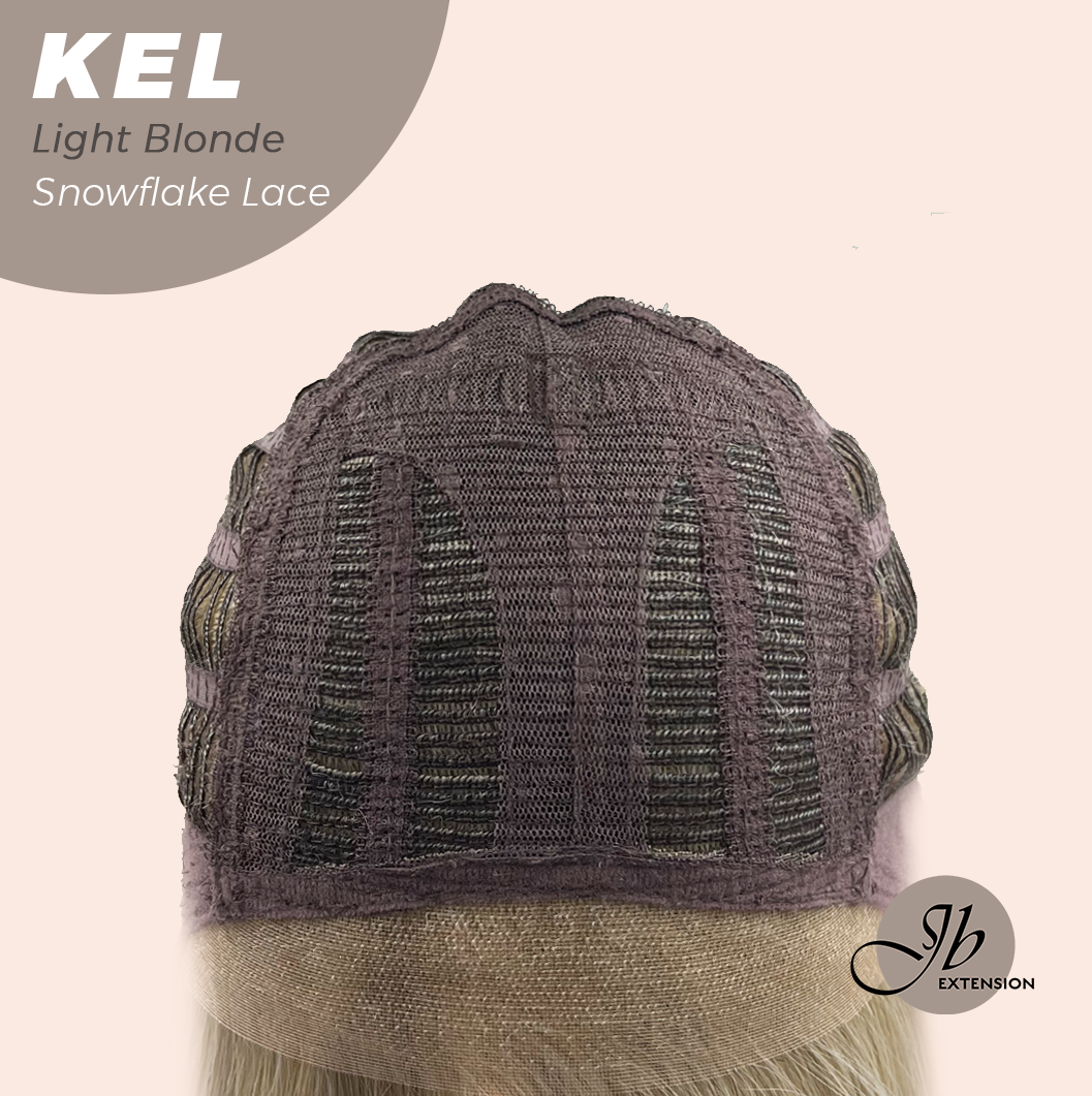 JBEXTENSION 22 Inches Light Blonde Pre-Cut Snowflake Lace Frontlace Glueless Wig KEL LIGHT BLONDE【PERMATEASE】【BENDY EAR TABS】- M/L