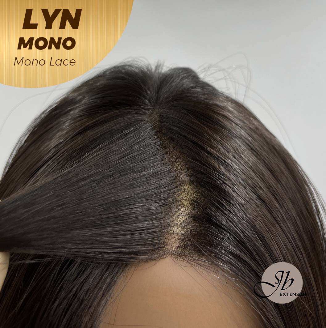 JBEXTENSION LYN MONO Partial Monofilament Wig 17 Inches Natural Black Partial Mono Lace Glueless Wig Lyn Mono【BENDY EAR TABS】