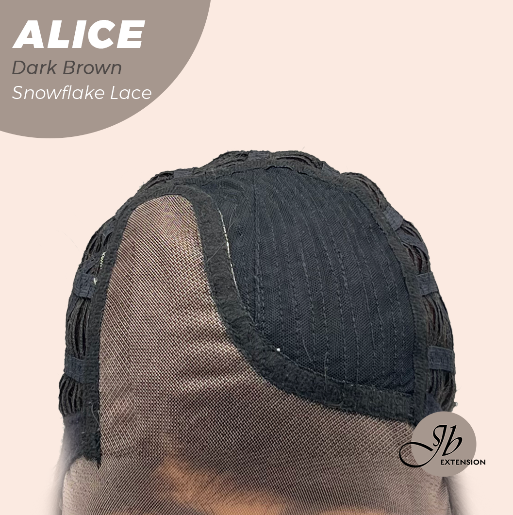 JBEXTENSION 12 Inches Dark Brown Pre-Cut Side Part Snowflake Lace Frontlace Glueless Wig ALICE DARK BROWN【BENDY EAR TABS】