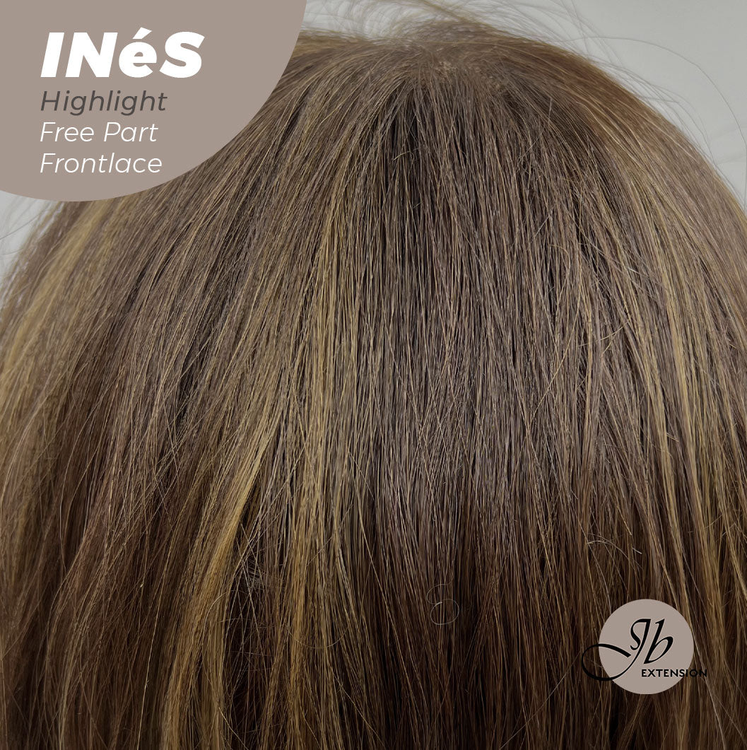 JBEXTENSION 22 Inches Brown With Highlight Body Wave Pre-Cut Free Part Frontlae Glueless Wig INéS HIGHLIGHT