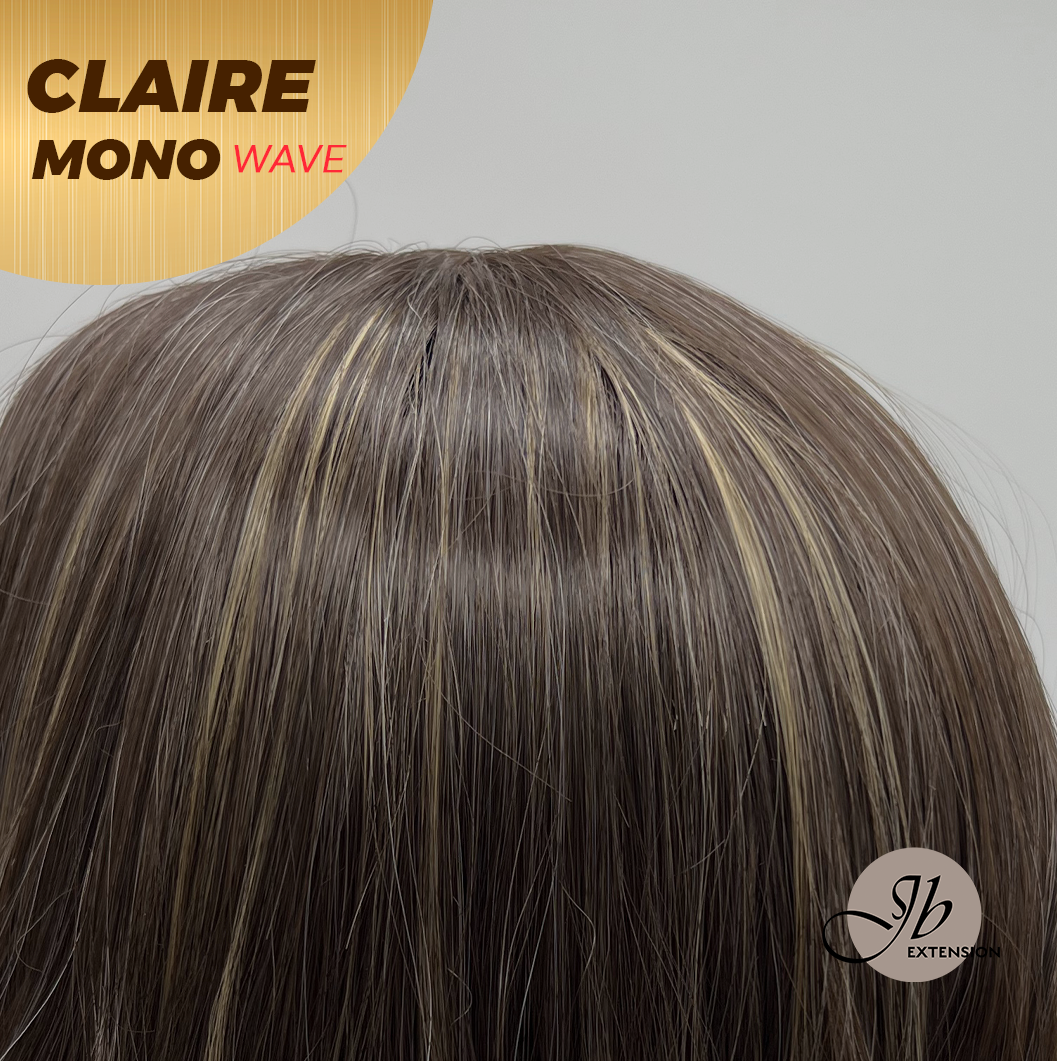 JBEXTENSION CLAIRE MONO WAVE Partial Monofilament Wig 22 Inches Brown With Highlight Partial Mono Lace Glueless Wig CLAIRE MONO-WAVE【BENDY EAR TABS】