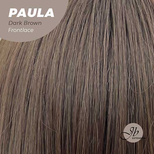JBEXTENSION 12 Inches Bob Cut Chocolate Brown Straight Pre-Cut Frontlace Glueless Wig PAULA DARK BROWN