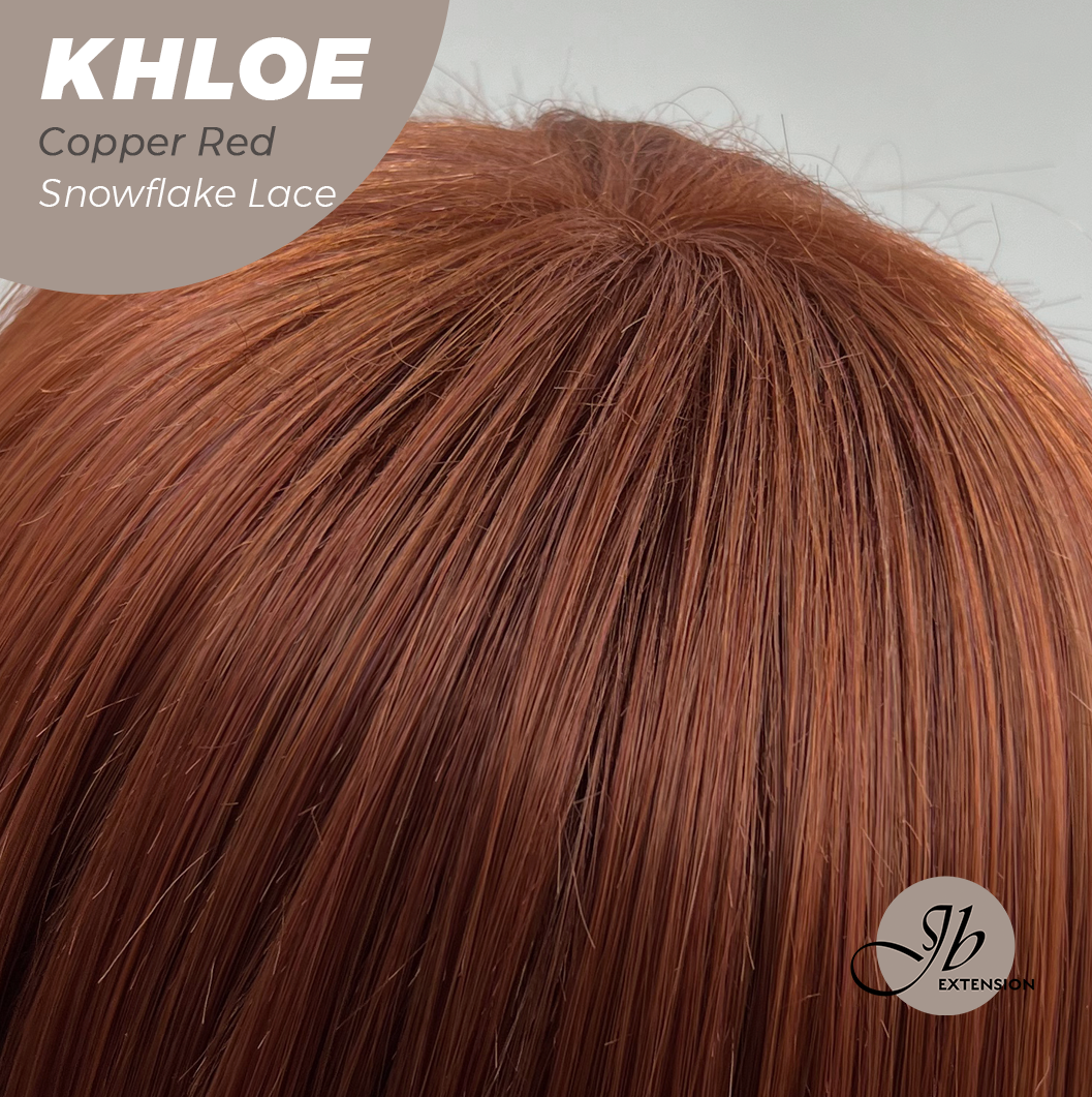 HOT OF SEASON - 12 Inches Bob Cut Copper Red Pre-Cut Snowflake Lace Frontlace Glueless Wig KHLOE COPPER RED【PERMATEASE】【BENDY EAR TABS】