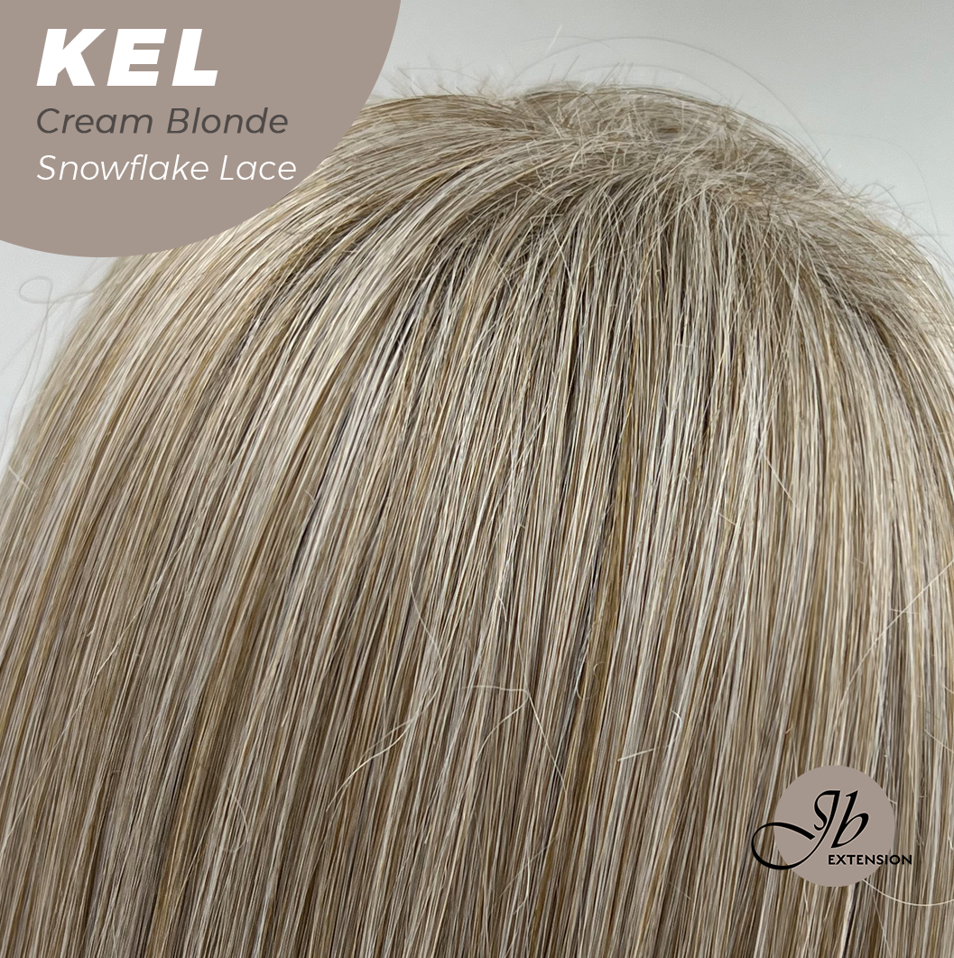 JBEXTENSION 22 Inches Cream Blonde Pre-Cut Snowflake Lace Frontlace Glueless Wig KEL CREAM BLONDE【PERMATEASE】【BENDY EAR TABS】- S/M