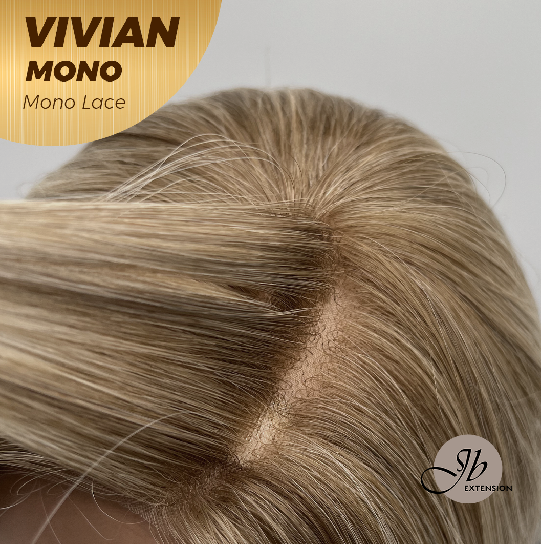 JBEXTENSION VIVIAN MONO Monofilament Handmade Wig 6X5 Full Monofilament Hand Tied Top Wig 12 Inches Blonde Wave Mono Lace Wig With Anti-slip Silicone Strips Glueless Wig VIVIAN MONO【BENDY EAR TABS】