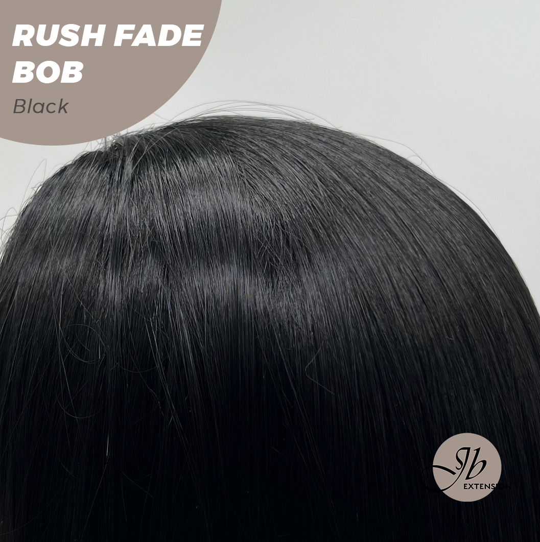 JBEXTENSION 12 Inches Short Hair Black Headband Wig RUSH FADE BOB - BLACK