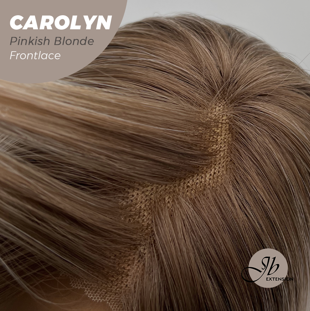 JBEXTENSION 26 Inches Straight Pinkish Blonde Highlight Pre-Cut Frontlace Glueless Wig CAROLYN