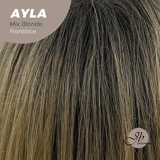 JBEXTENSION 24 Inches Body Wave Mix Blonde With Dark Root Pre-Cut Frontlace Glueless Wig AYLA MIX BLONDE