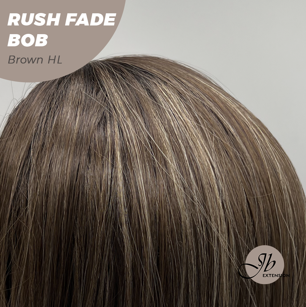 JBEXTENSION 12 Inches Short Hair Brown with Highlight Headband Wig RUSH FADE BOB - BROWN HIGHLIGHT