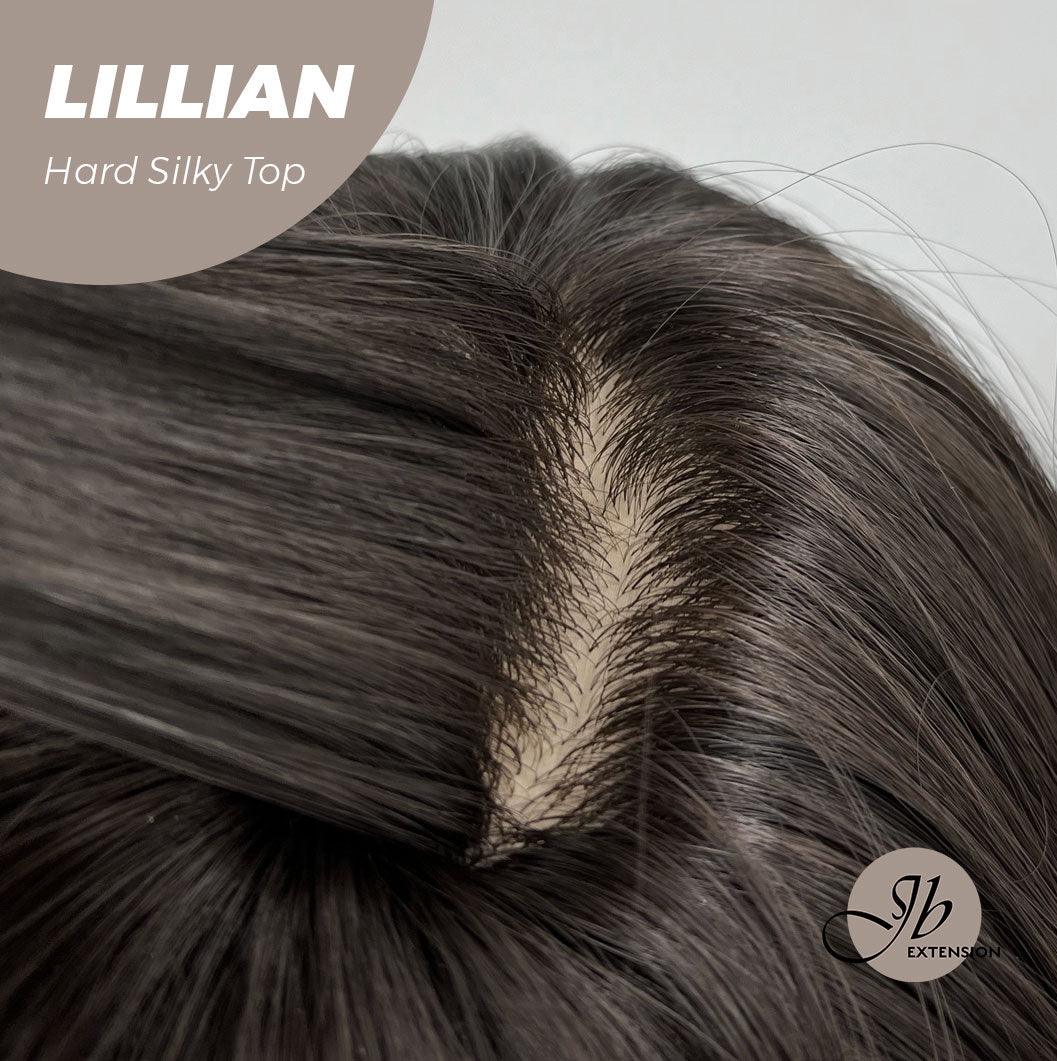 JBEXTENSION 26 Inches Scalpiana Tea Black Darkest Brown Curly 3.5X4 Hard Silky Top Natural Scalp Effect Wig LILLIAN