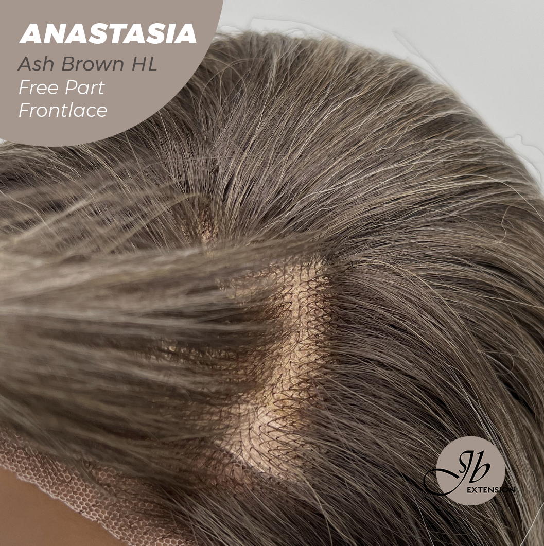 JBEXTENSION 20 Inches Ash Brown Highlight Curly Pre-Cut 13X3 Lace Free Part Frontlace Glueless Wig ANASTASIA ASH BROWN HIGHLIGHT