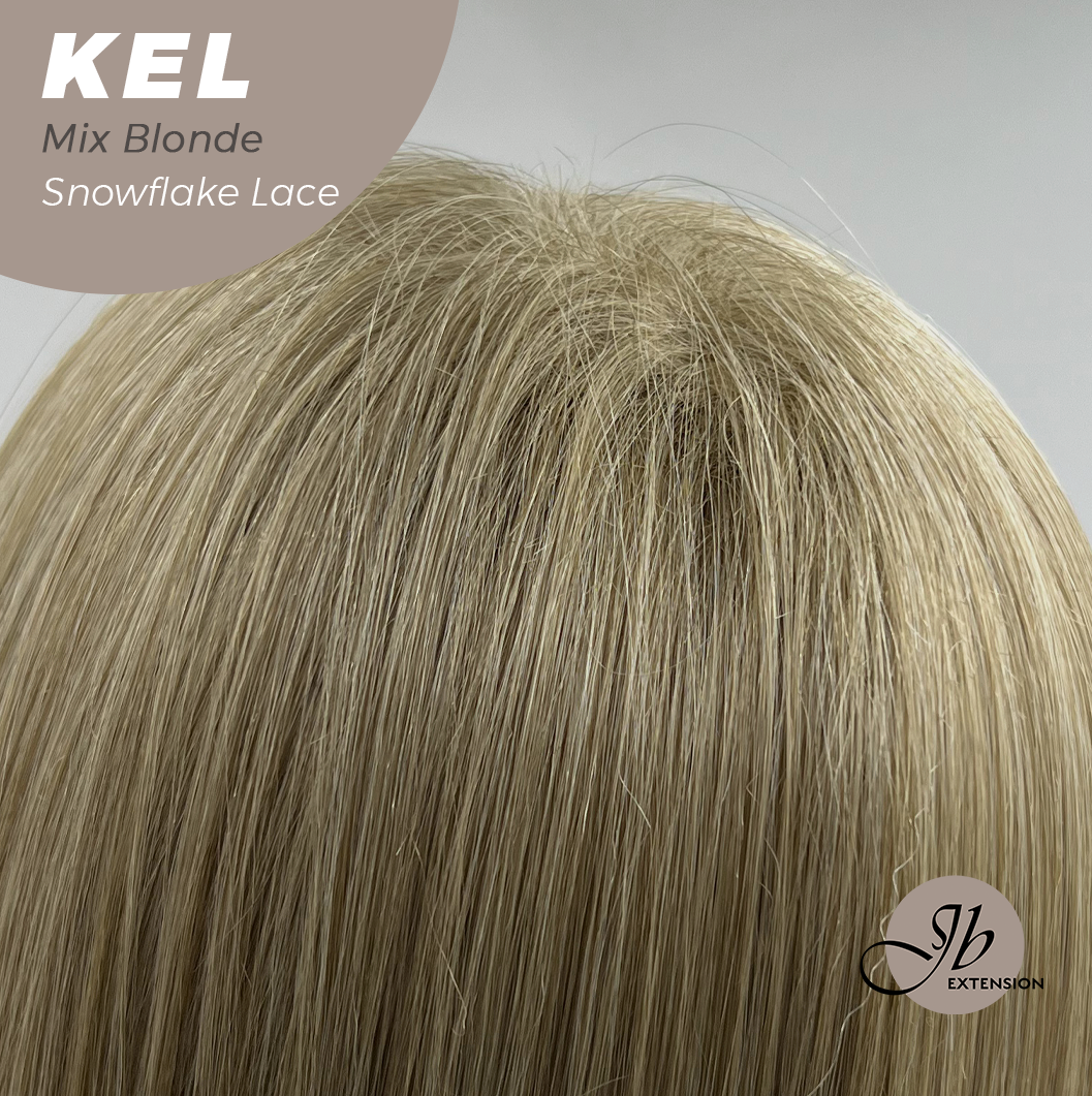 JBEXTENSION 22 Inches Mix Blonde Pre-Cut Snowflake Lace Frontlace Glueless Wig KEL MIX BLONDE【PERMATEASE】【BENDY EAR TABS】- S/M