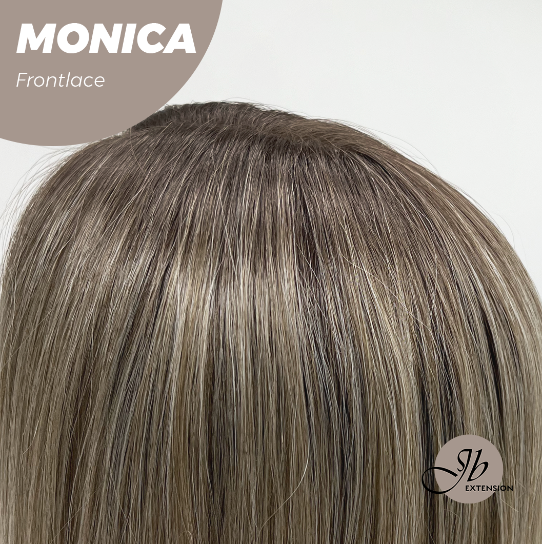HOT OF SEASON - 26 Inches Curly Ash Blonde with Dark Root Pre-Cut Frontlace Glueless Wig MONICA
