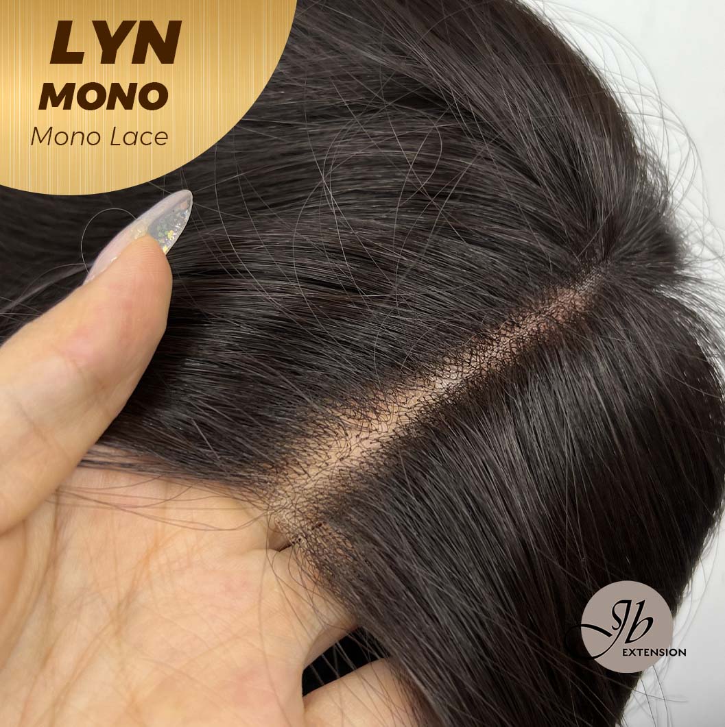 JBEXTENSION LYN MONO Partial Monofilament Wig 17 Inches Natural Black Partial Mono Lace Glueless Wig Lyn Mono【BENDY EAR TABS】