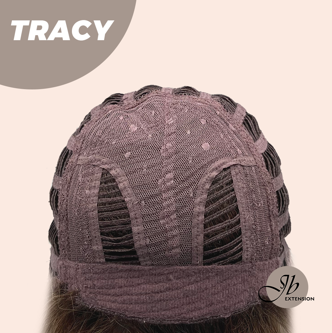 JBEXTENSION 14 Inches Mix Blonde with Dark Root Women Fashion Full Machine Wig TRACY【PLUS PERMATEASE】【BENDY EAR TABS】