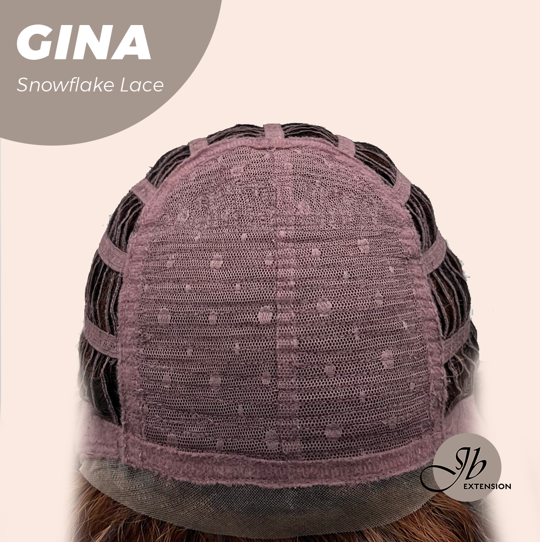 JBEXTENSION 16 Inches Deep Curly Black with Brown Highlight Pre-Cut Snowflake Lace Frontlace Glueless Wig GINA SNOWFLAKE【PERMATEASE】【BENDY EAR TABS】