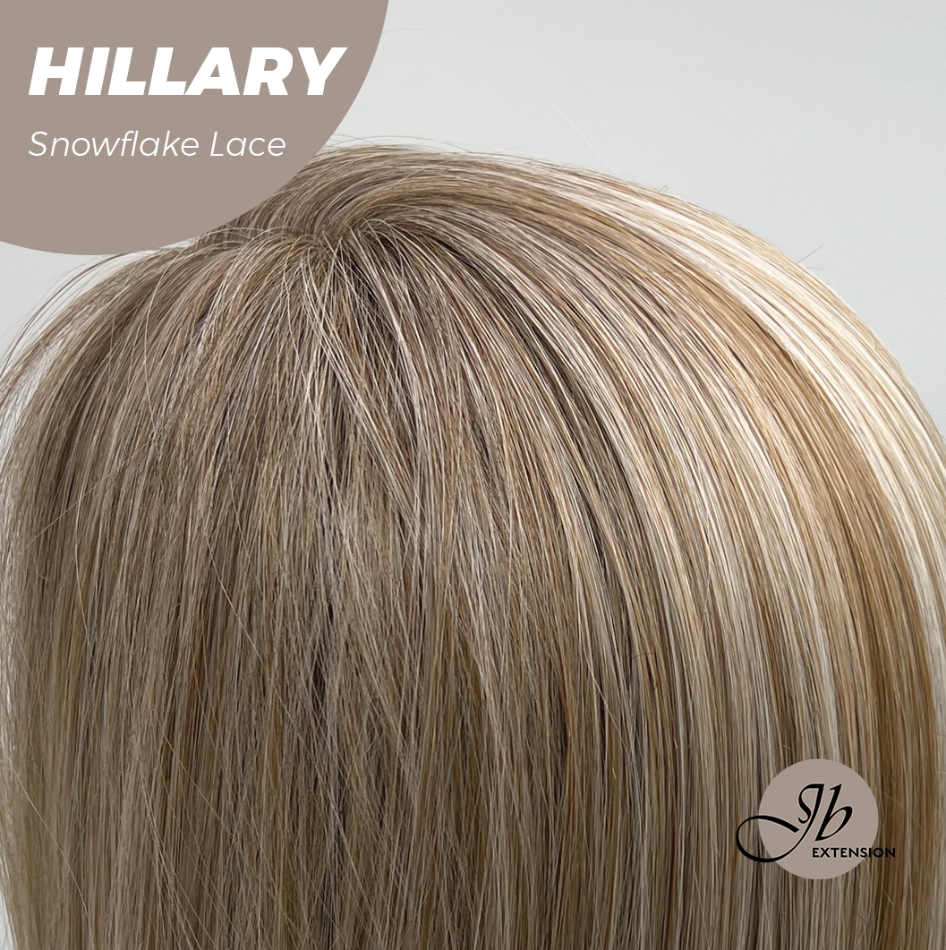 JBEXTENSION 16 Inches Blonde Straight Pre-Cut Side Part Snowflake Lace Frontlace Glueless Wig HILLARY SNOWFLAKE【BENDY EAR TABS】- S/M
