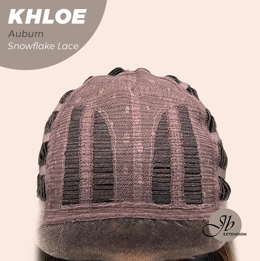 JBEXTENSION 12 Inches Bob Cut Auburn Pre-Cut Snowflake Lace Frontlace Glueless Wig KHLOE AUBURN【PERMATEASE】【BENDY EAR TABS】- M/L