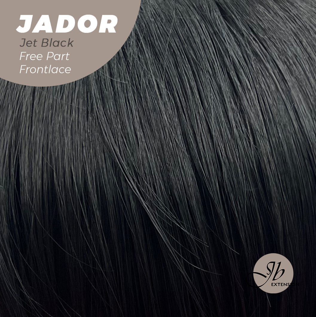 JBEXTENSION 10 Inches Jet Black Curly Lace Front Wig.Pre Plucked 13*3 HD Transparent Lace Frontal Handmade Futura Fiber Swiss Lace Synthetic Fiber Glueless Wig JADOR BLACK