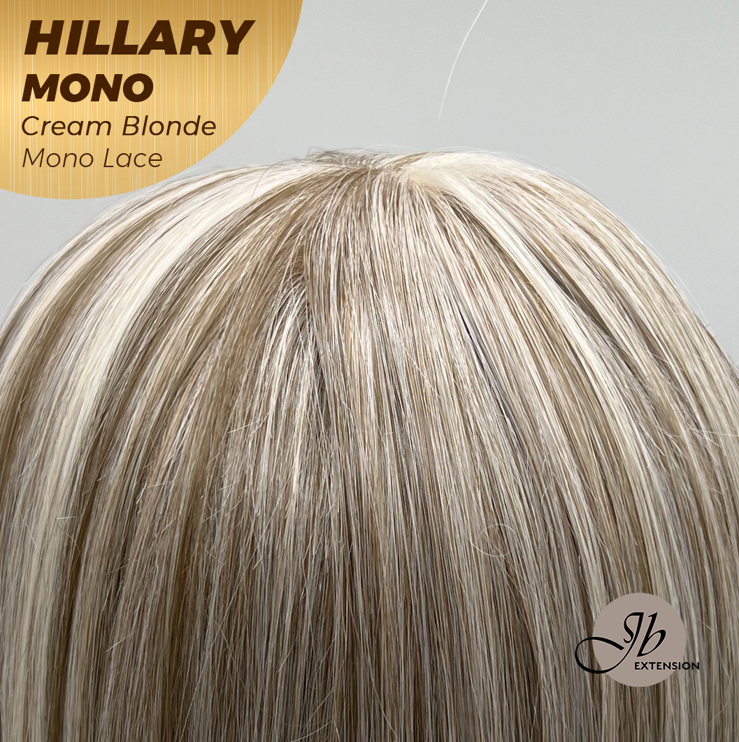 [PRE-ORDER] JBEXTENSION HILLARY MONO CREAM BLONDE Monofilament Handmade Wig 6X5 Full Monofilament Hand Tied Top Wig 16 Inches Cream Blonde Straight Mono Lace Wig With Anti-slip Silicone Strips Glueless Wig HILLARY MONO CREAM BLONDE【BENDY EAR TABS】