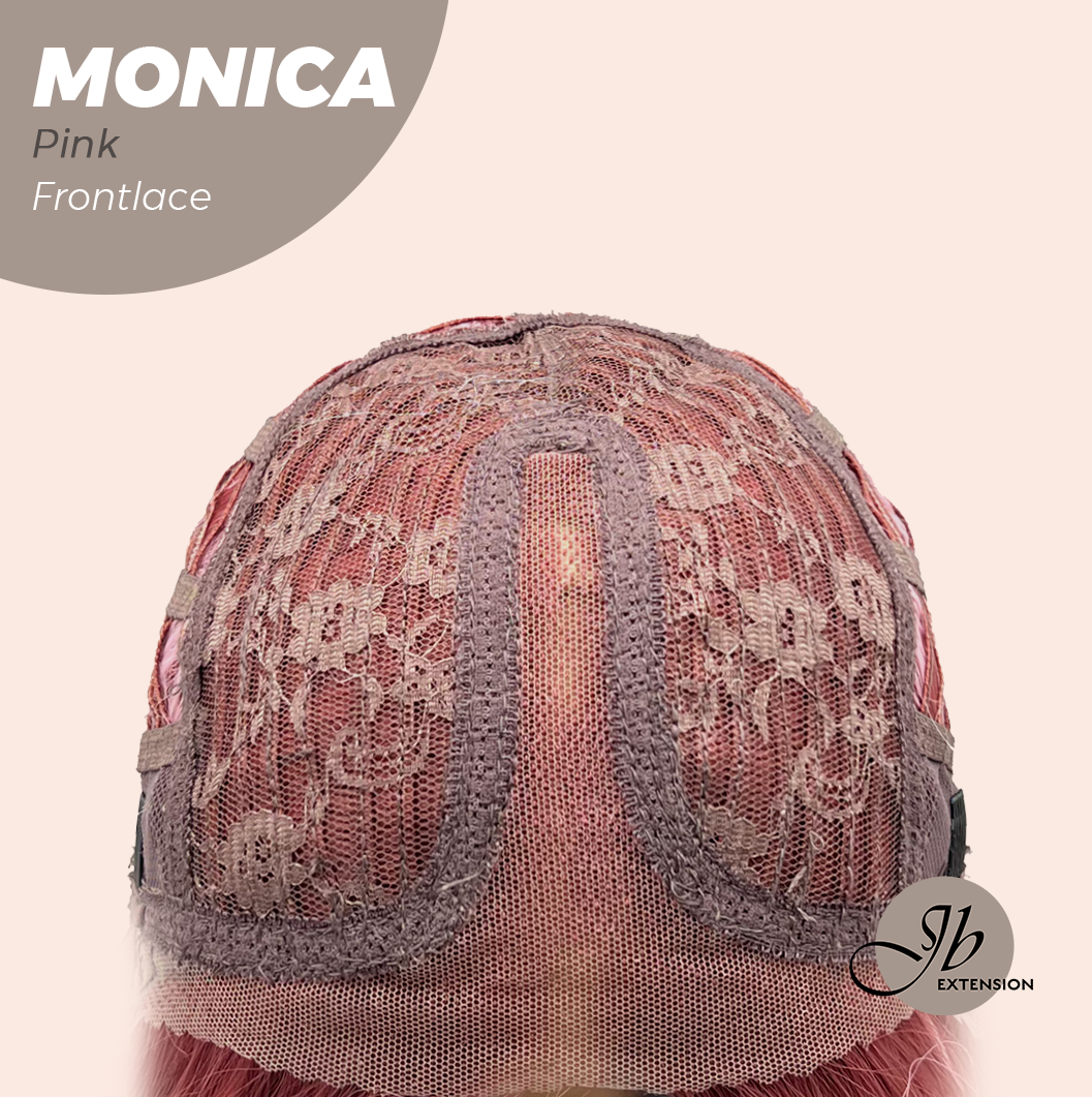 JBEXTENSION 26 Inches Curly Pink Pre-Cut Frontlace Glueless Wig MONICA PINK